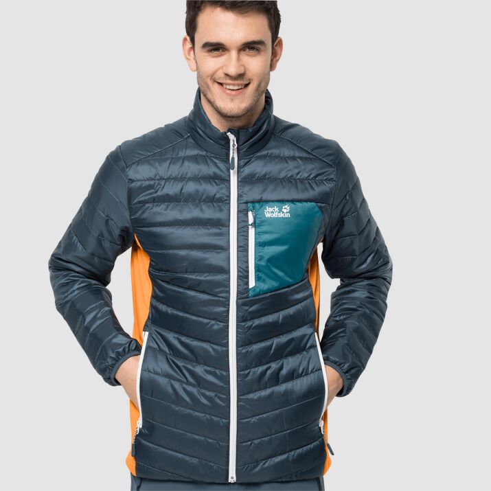 Chamarra Cortavientos Jack Wolfskin Routeburn Hombre Grises Azules Mexico-9312617